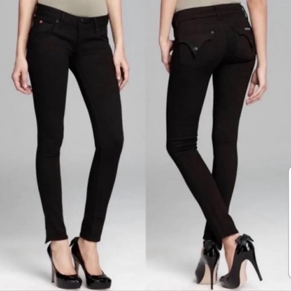 HUDSON Collin Flap skinny jeans ultra dark wash black denim